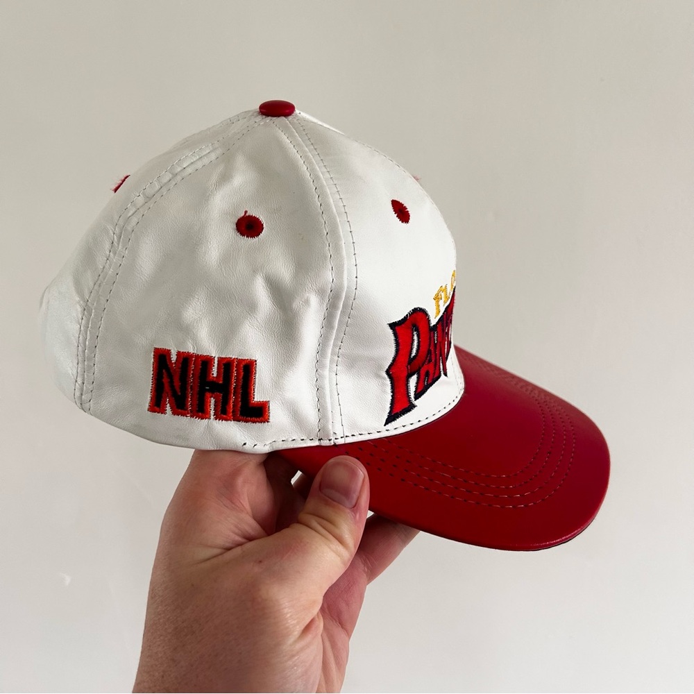 Vintage Florida Panthers leather snapback hat 90’s Made in USA NHL hockey - Picture 3 of 8